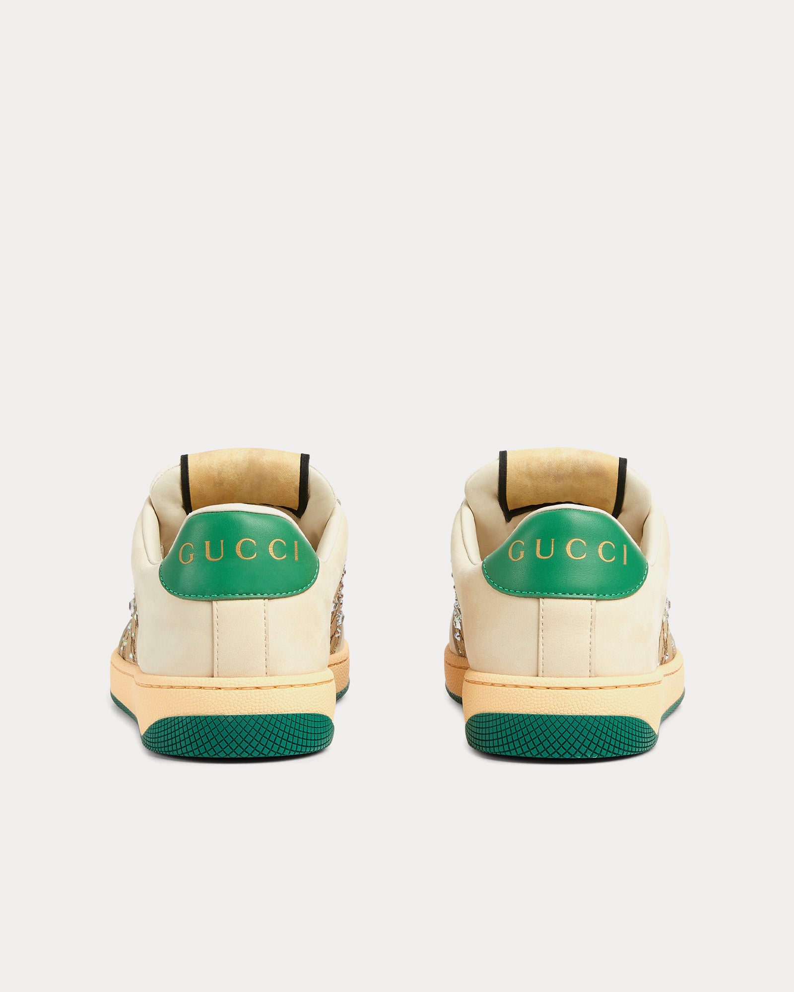 Gucci Screener with GG Crystal Canvas Ivory / Green Low Top Sneakers - 3