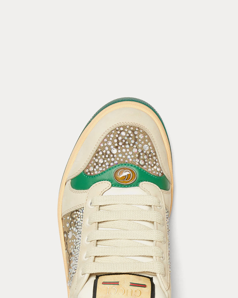 Gucci Screener with GG Crystal Canvas Ivory / Green Low Top Sneakers - 4