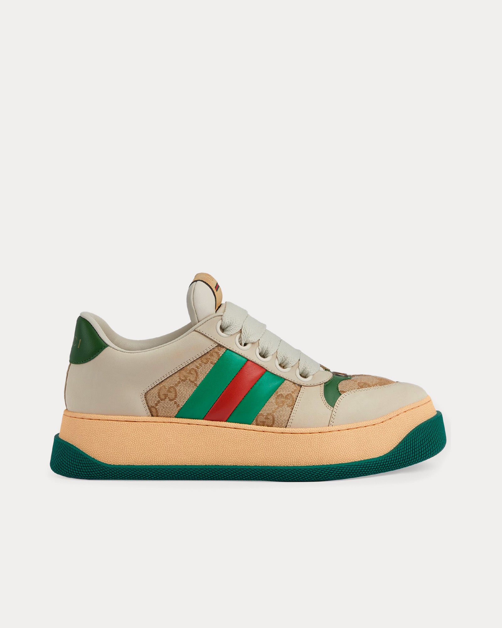 Gucci Screener with Web & GG Canvas Beige / Green Low Top Sneakers - 1