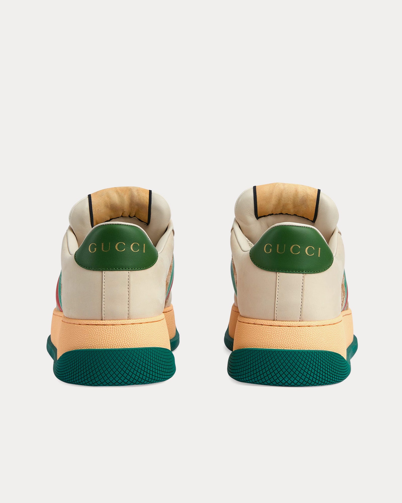 Gucci Screener with Web & GG Canvas Beige / Green Low Top Sneakers - 3