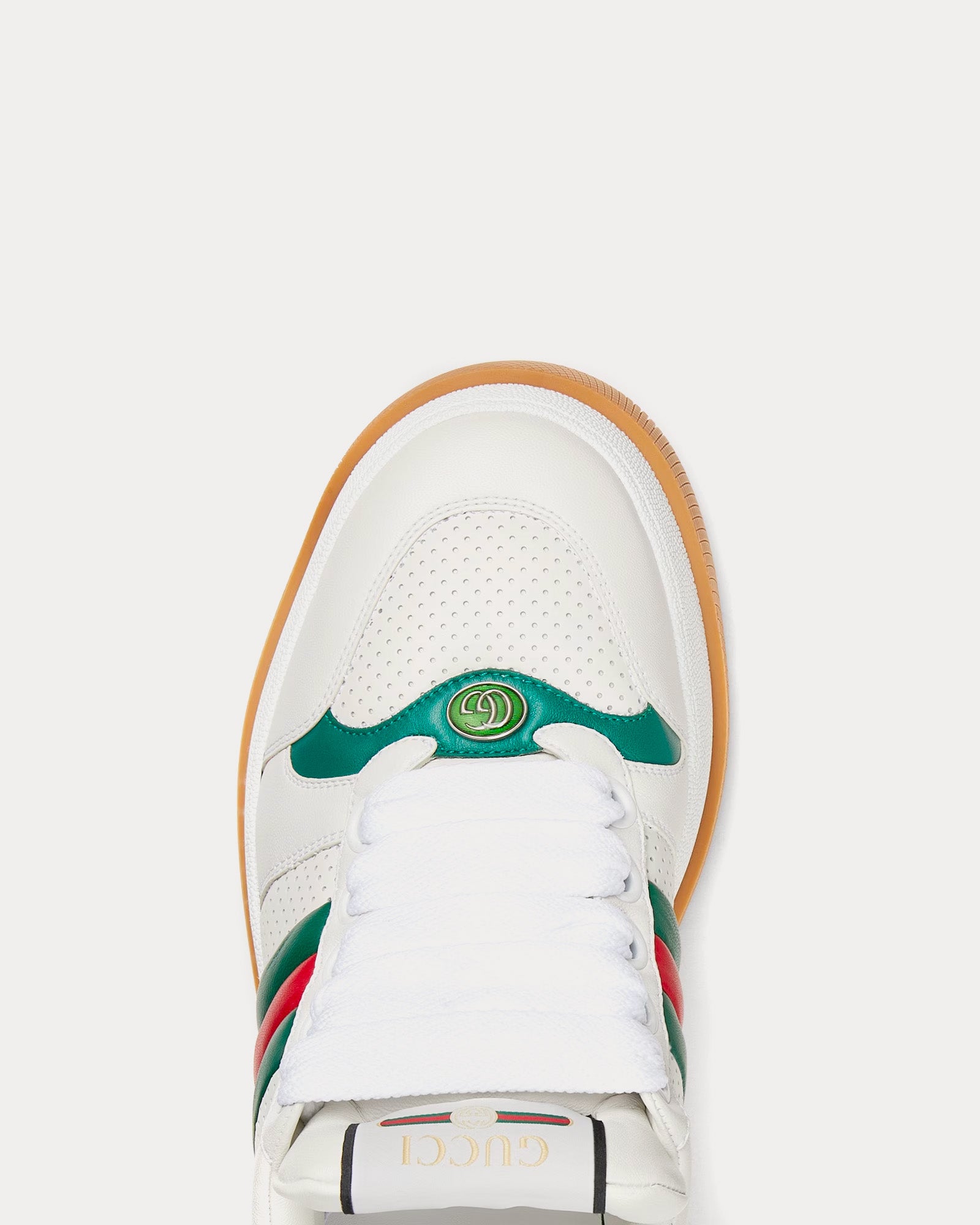 Gucci Screener with Web & Perforated Leather White / Green Low Top Sneakers - 3