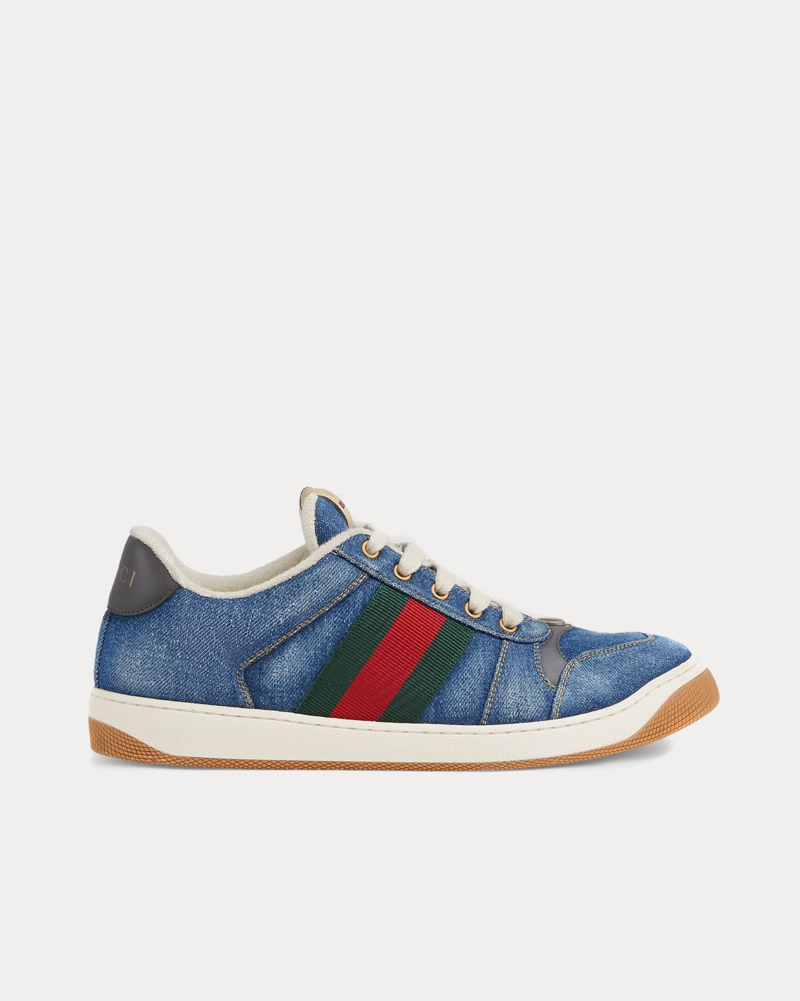 Gucci Screener with Web Denim Blue Low Top Sneakers - 1