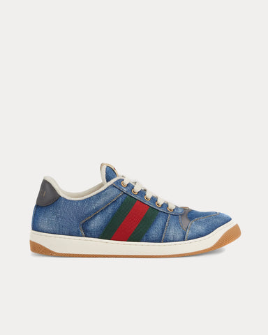 Gucci Screener with Web Denim Blue Low Top Sneakers