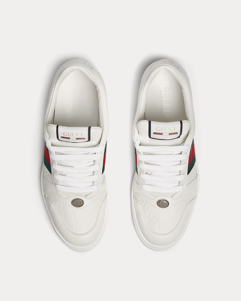 Gucci Screener with Web Leather White Low Top Sneakers - 2