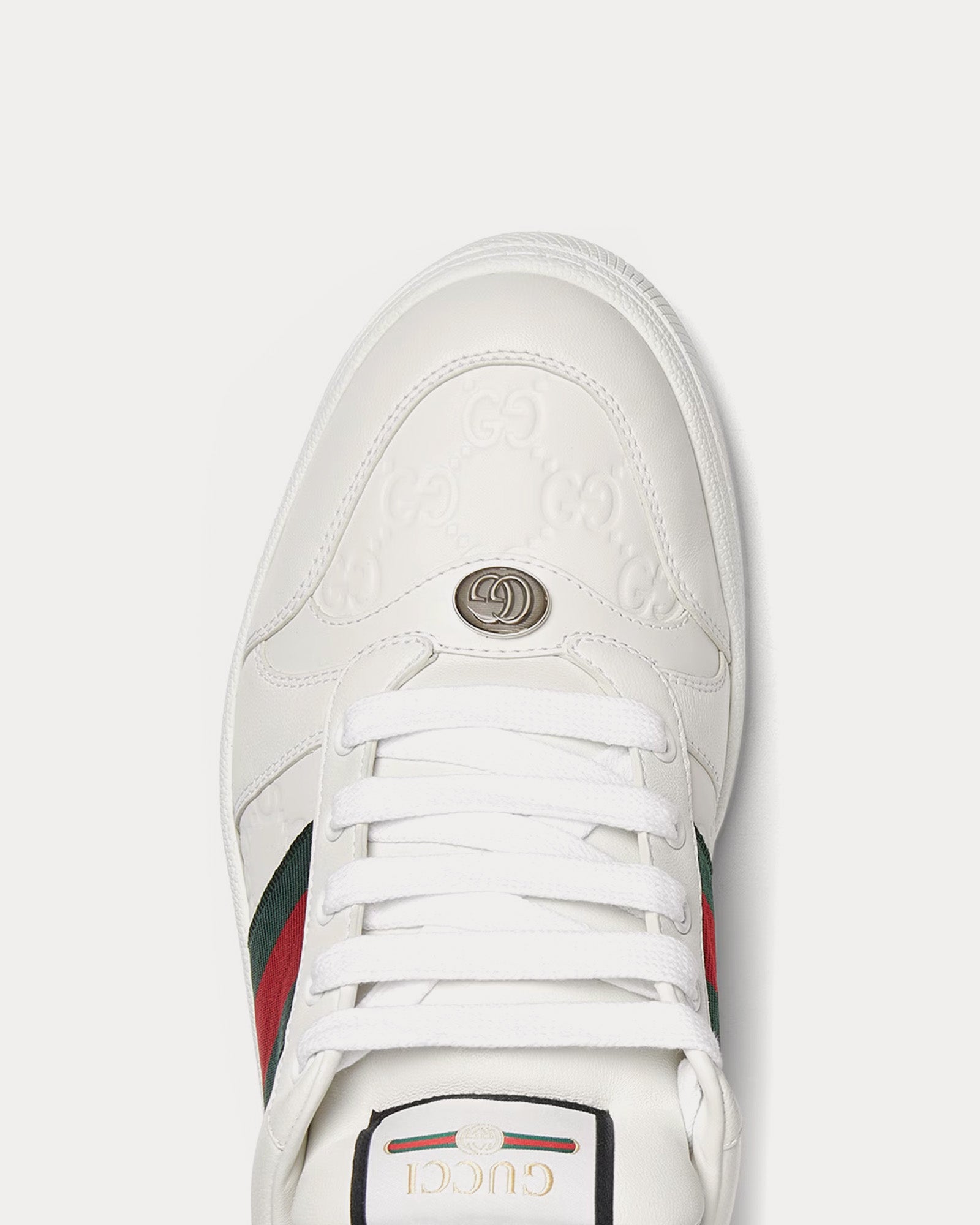 Gucci Screener with Web Leather White Low Top Sneakers - 4