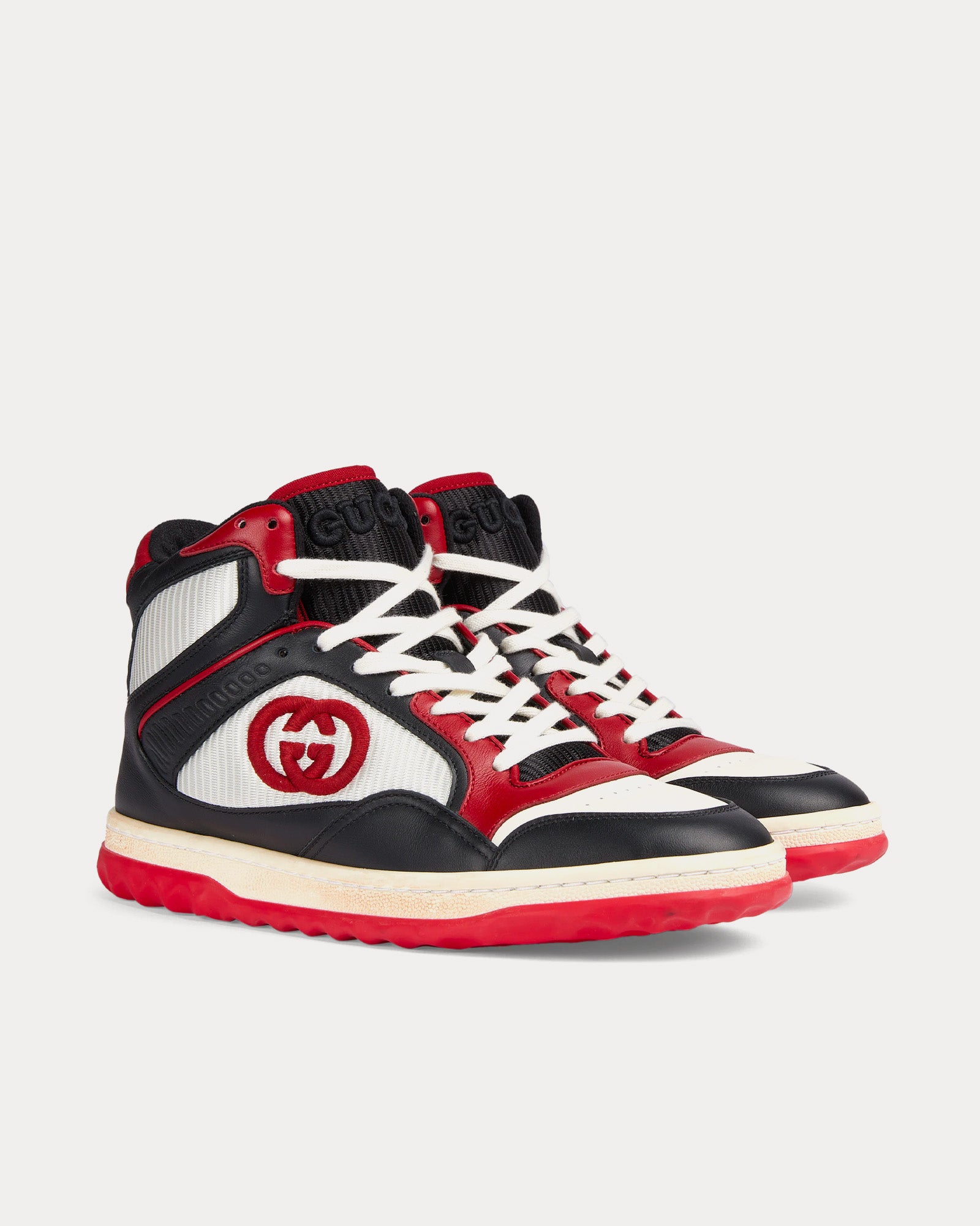 Gucci MAC80 Leather Black / White / Red High Top Sneakers - 3