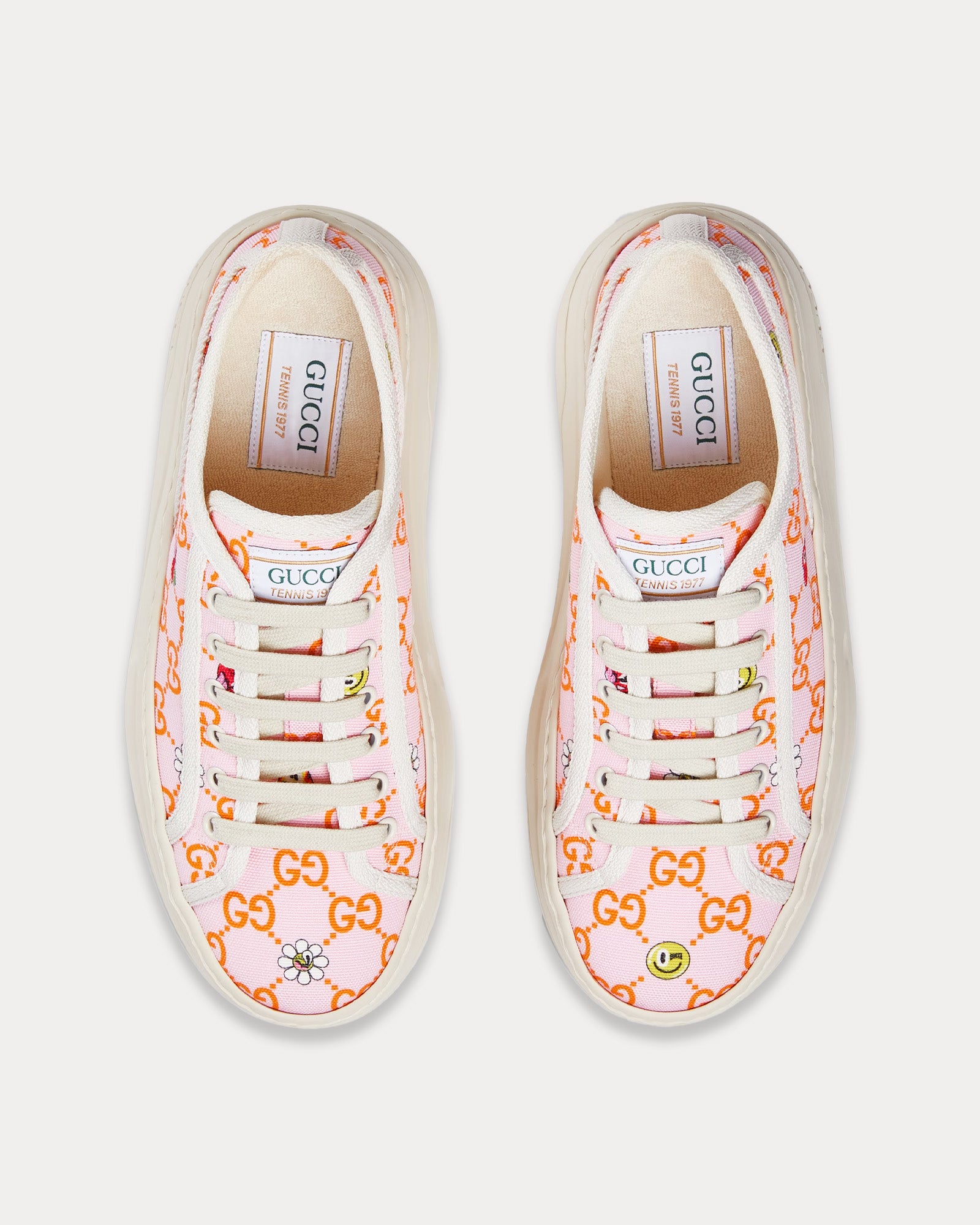 Gucci x Hattie Stewart GG Canvas Pink / Ivory Low Top Sneakers - 2