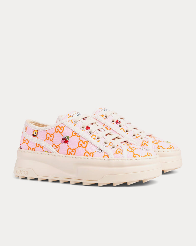 Gucci x Hattie Stewart GG Canvas Pink / Ivory Low Top Sneakers - 3