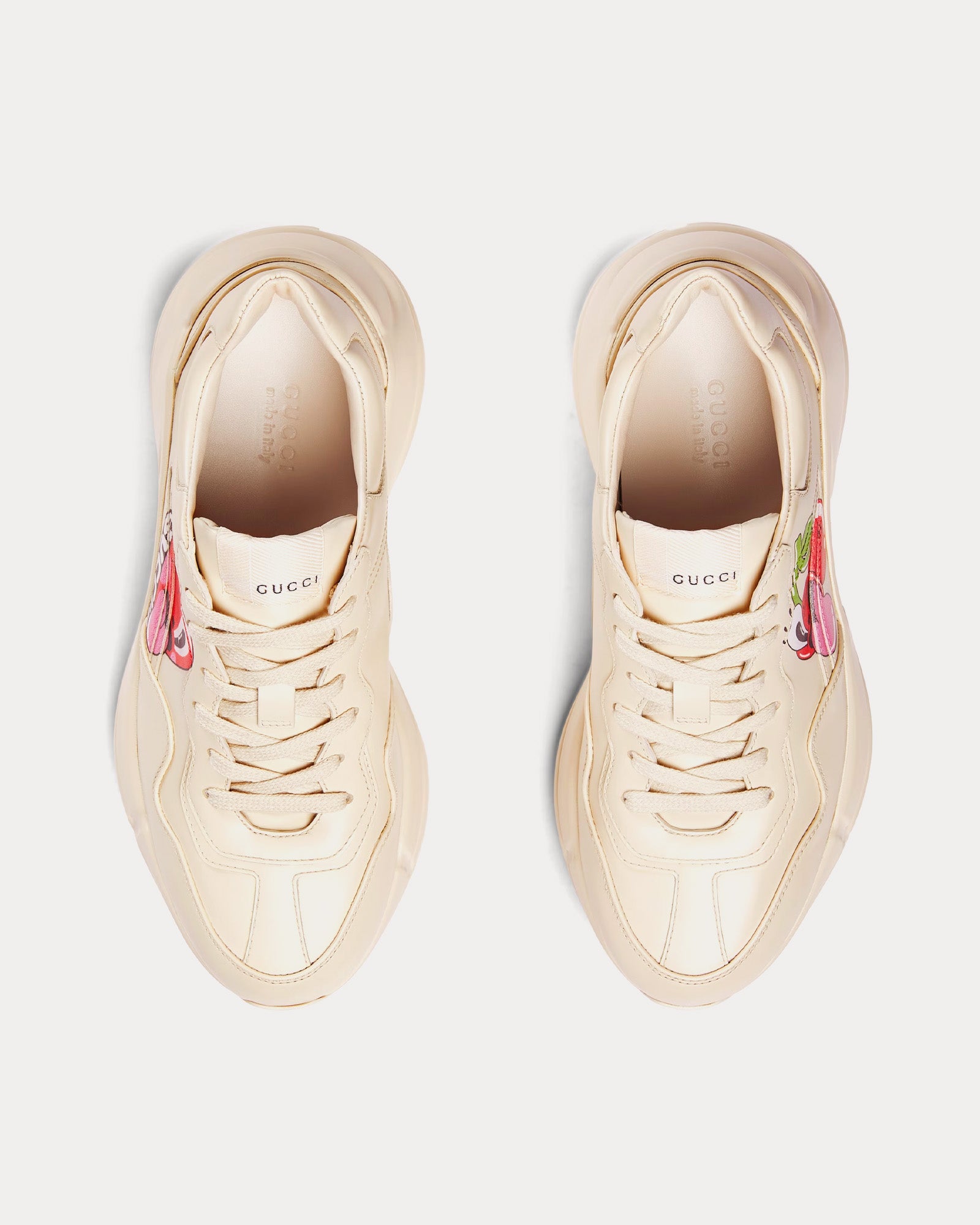 Gucci x Hattie Stewart Rhyton Serigraphy Heart Leather Ivory Low Top Sneakers - 2