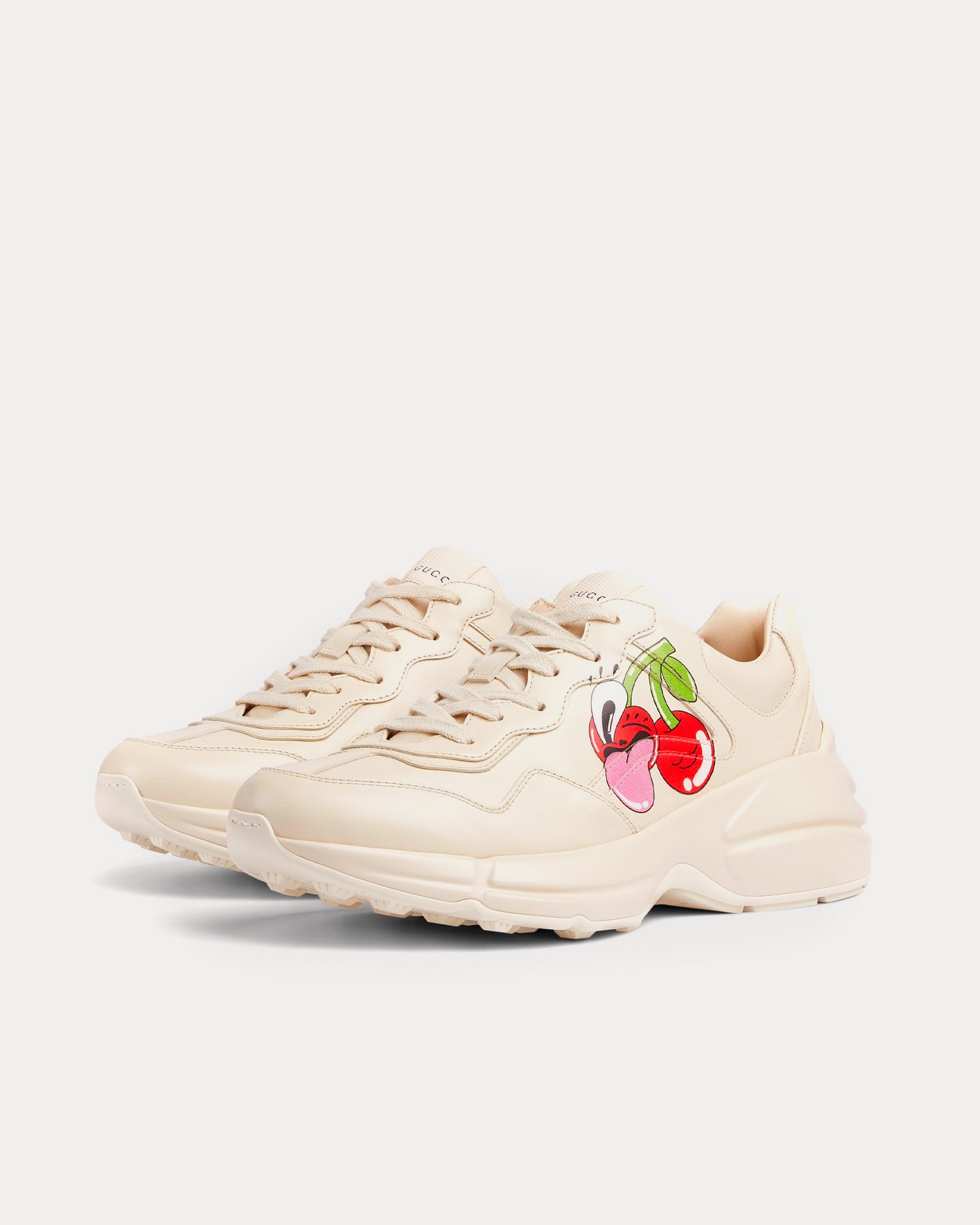 Gucci x Hattie Stewart Rhyton Serigraphy Heart Leather Ivory Low Top Sneakers - 3