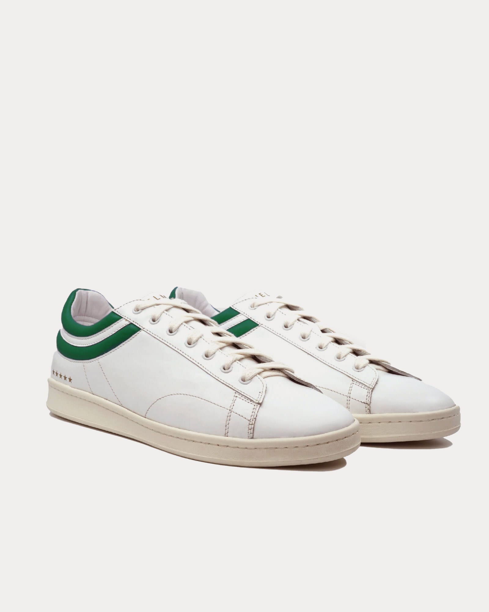 Helms Paris Flying Ace Leather White / Green Low Top Sneakers - 2