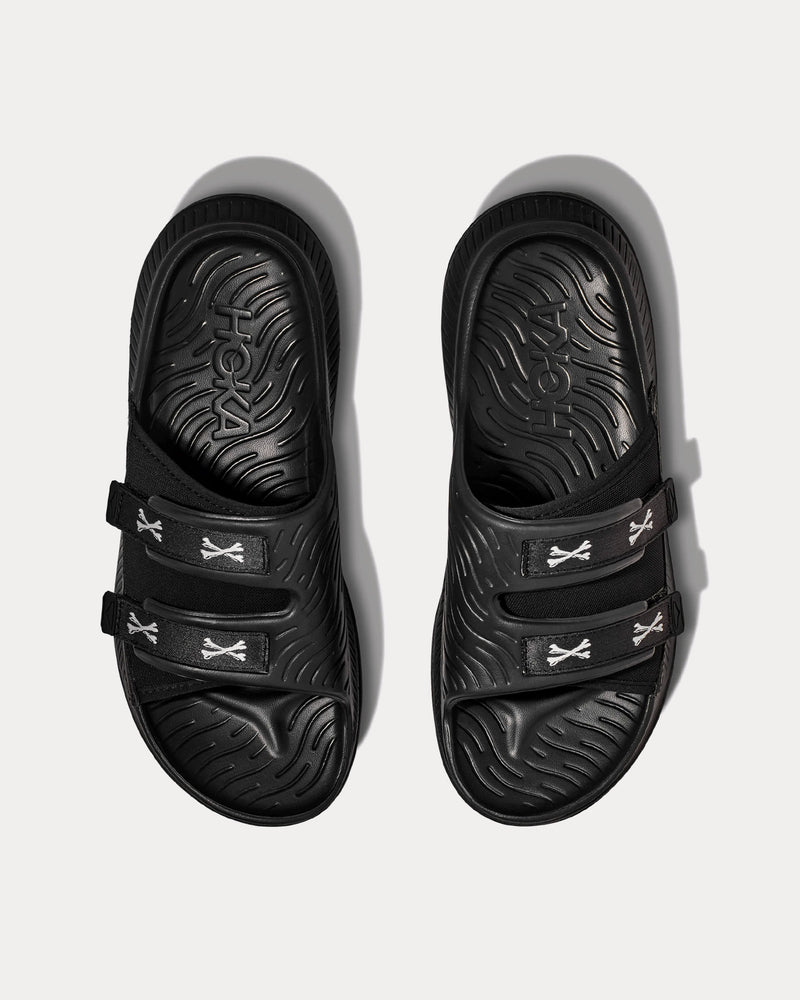 Hoka x WTAPS Ora Luxe Jet Black / White Slides - 2