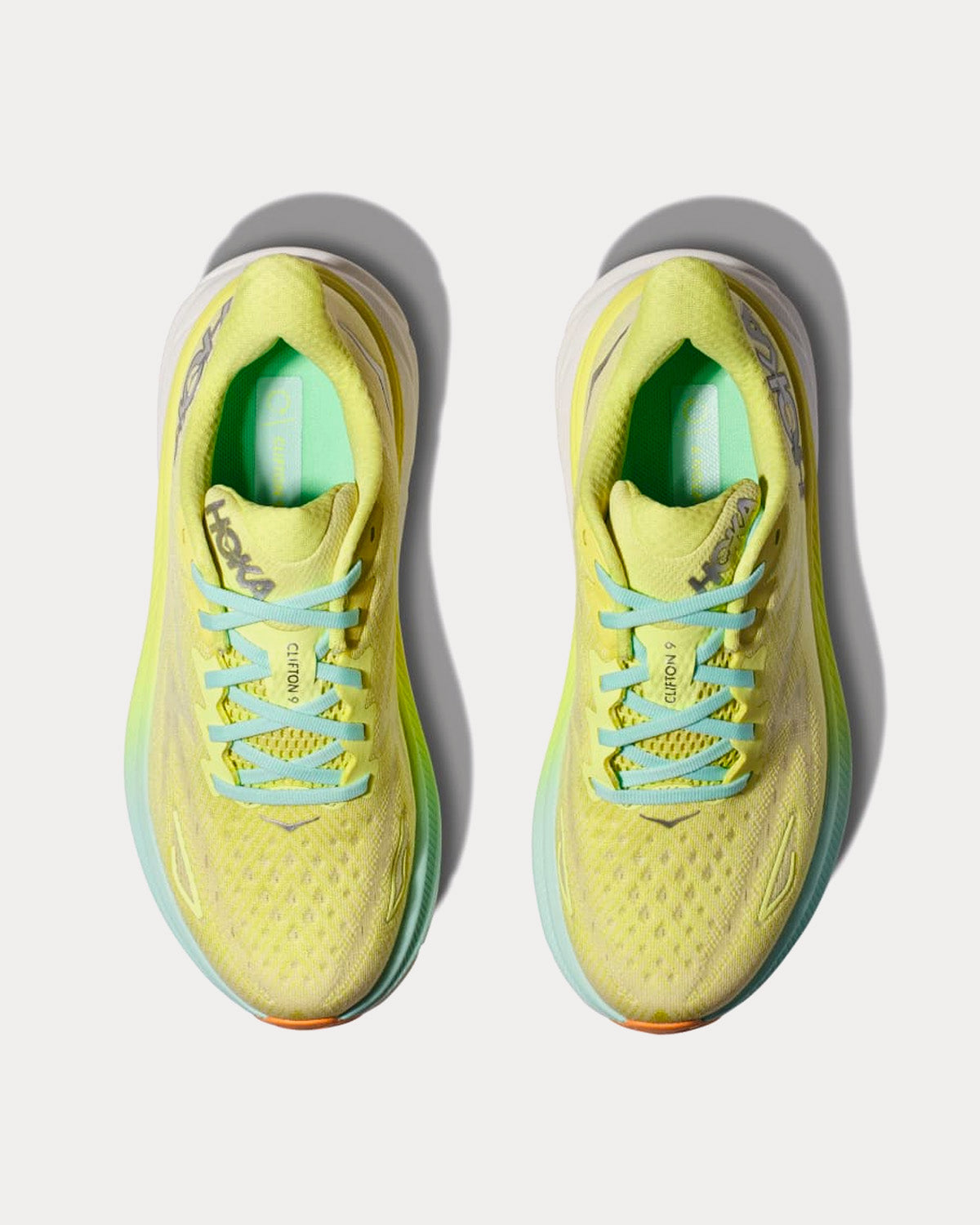 Hoka Clifton 9 Citrus Glow / Sunlit Ocean Running Shoes - Sneak in Peace