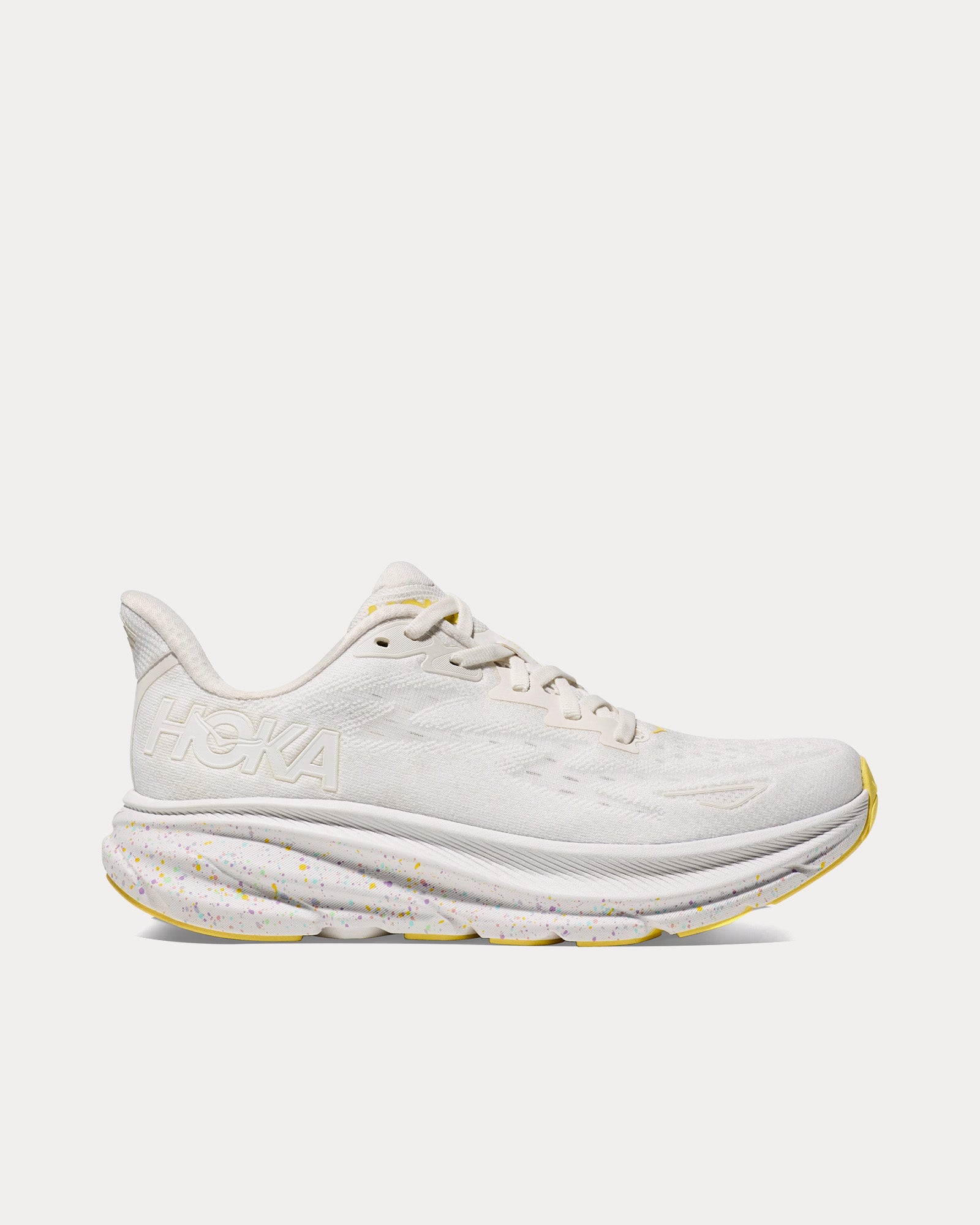 Hoka Clifton 9 White / Lemonade Running Shoes - 1