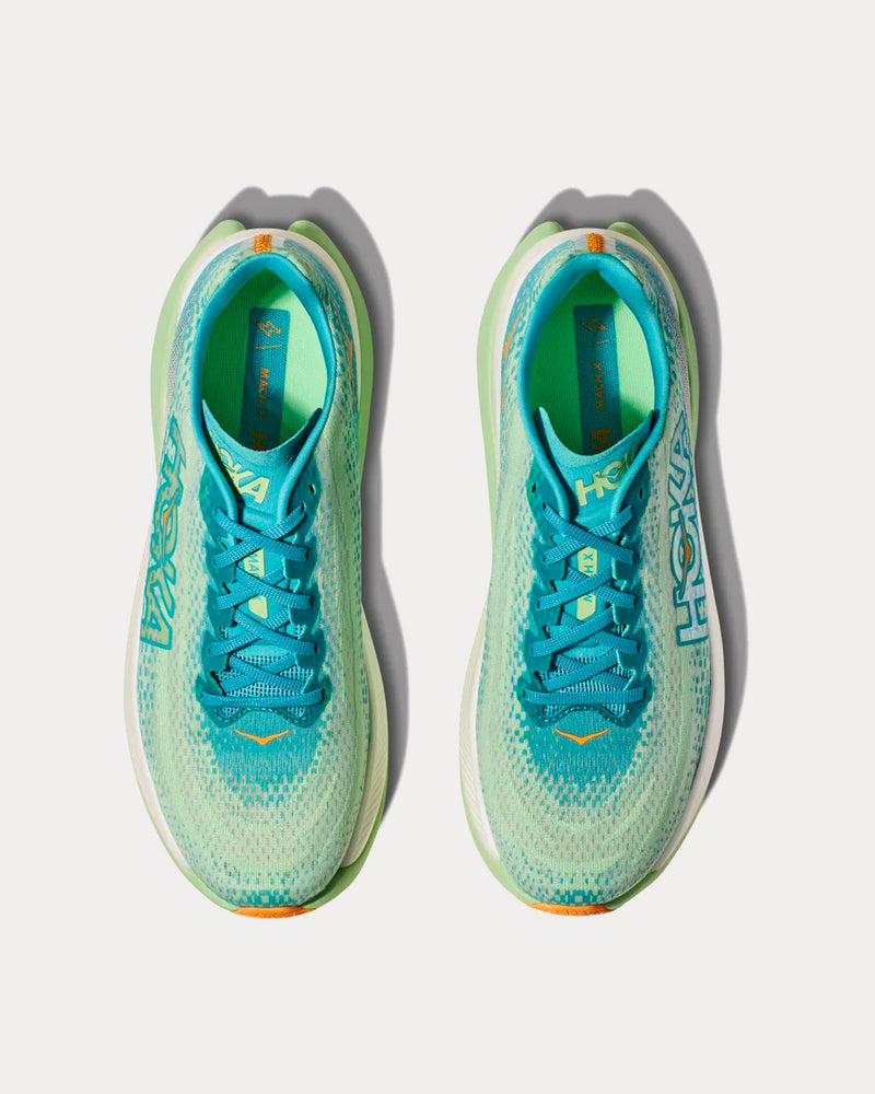 Hoka Mach X Ocean Mist / Lime Glow Running Shoes - 2