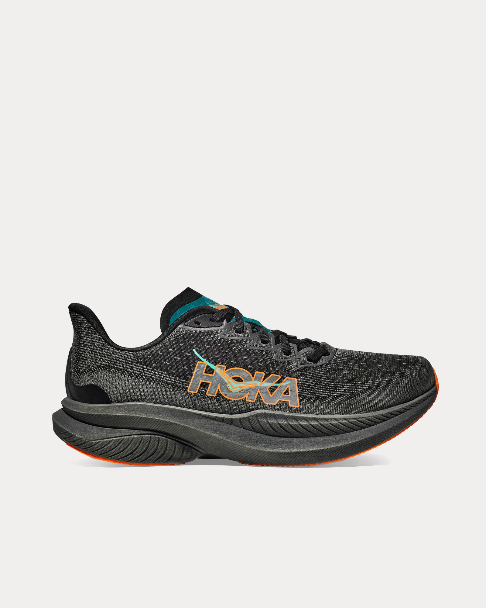 Hoka Mach 6 Black / Electric Tangerine Running Shoes - 1