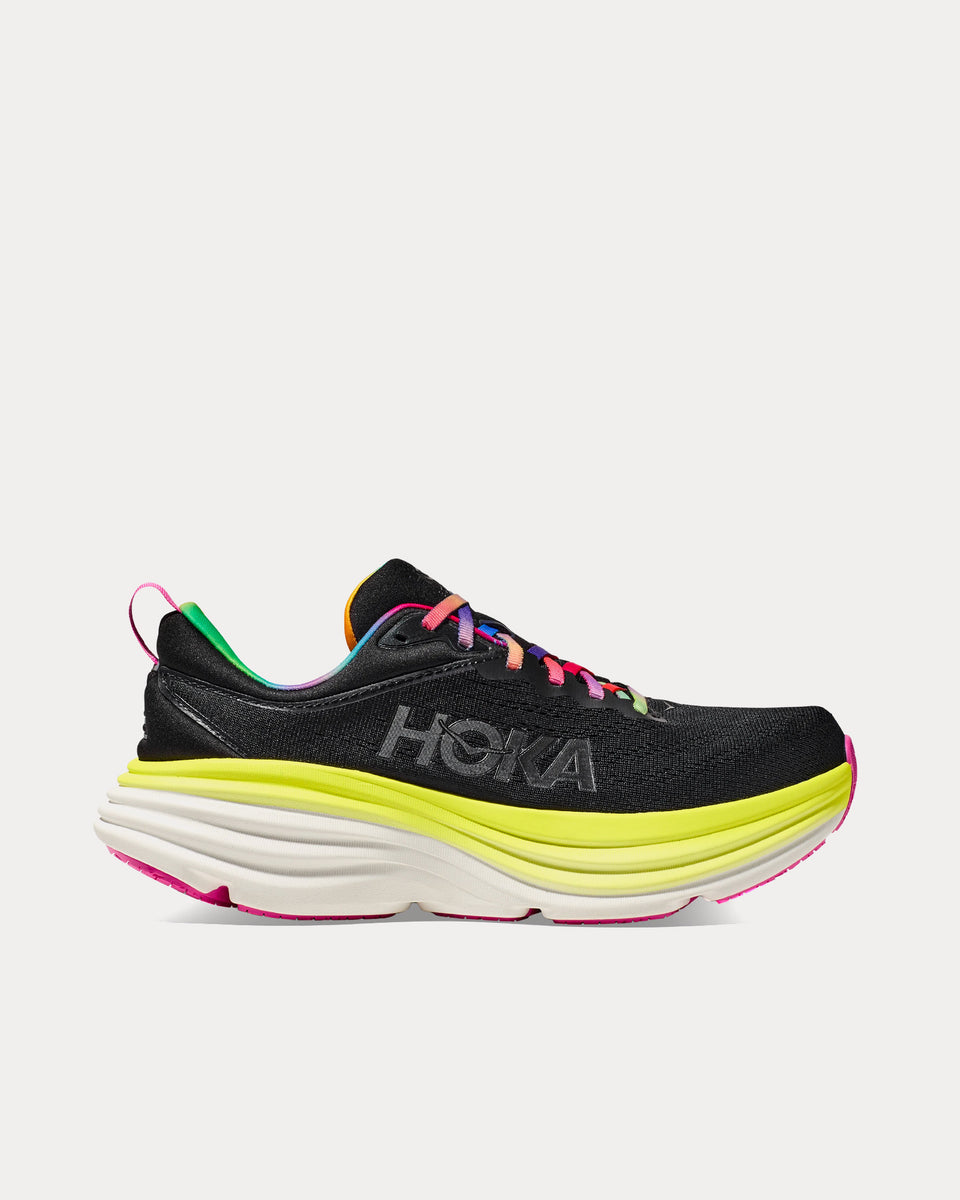 Hoka Bondi 8 Black / Citrus Glow Running Shoes - Sneak in Peace