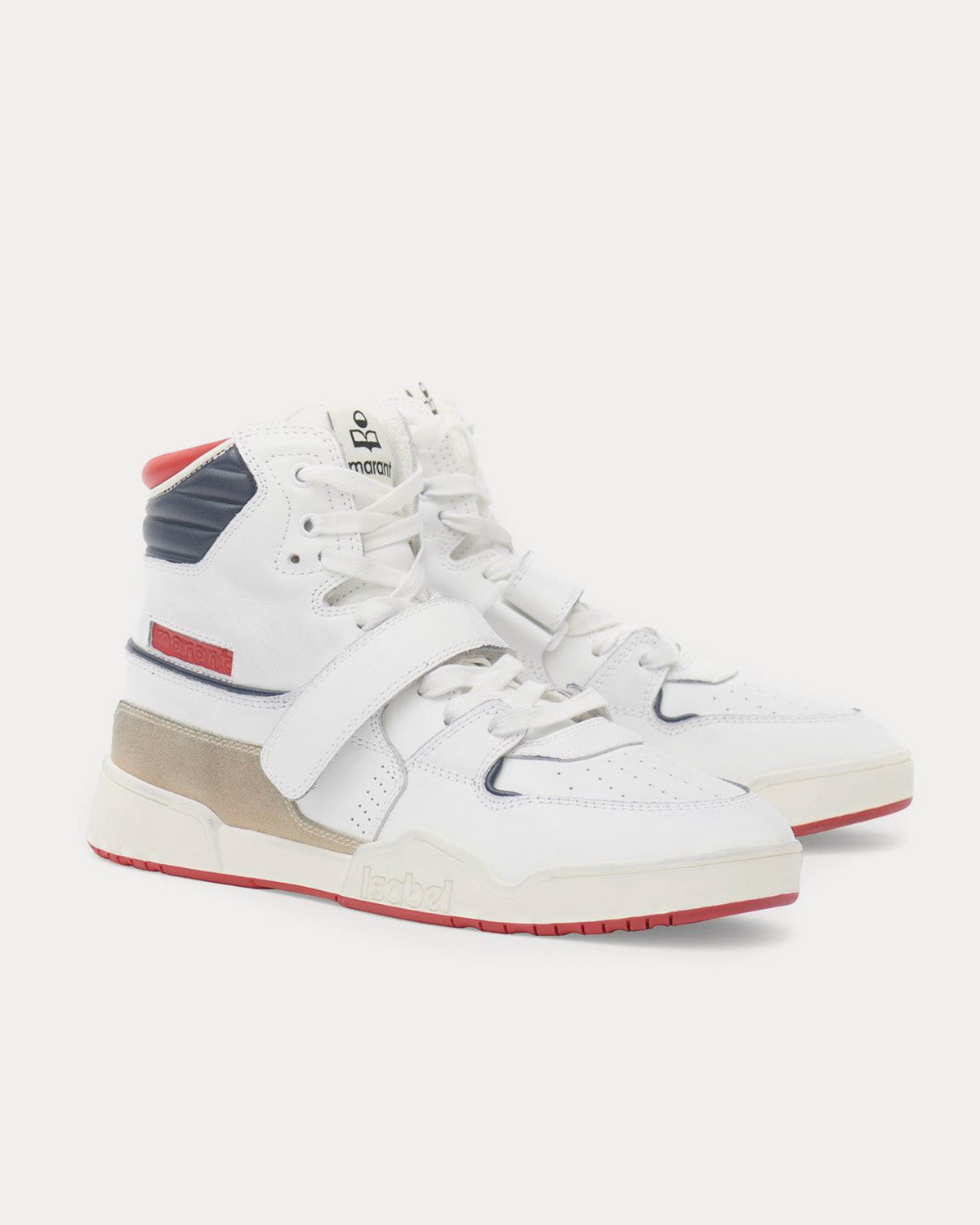 Isabel Marant Alsee Leather White / Red / Blue High Top Sneakers - 3