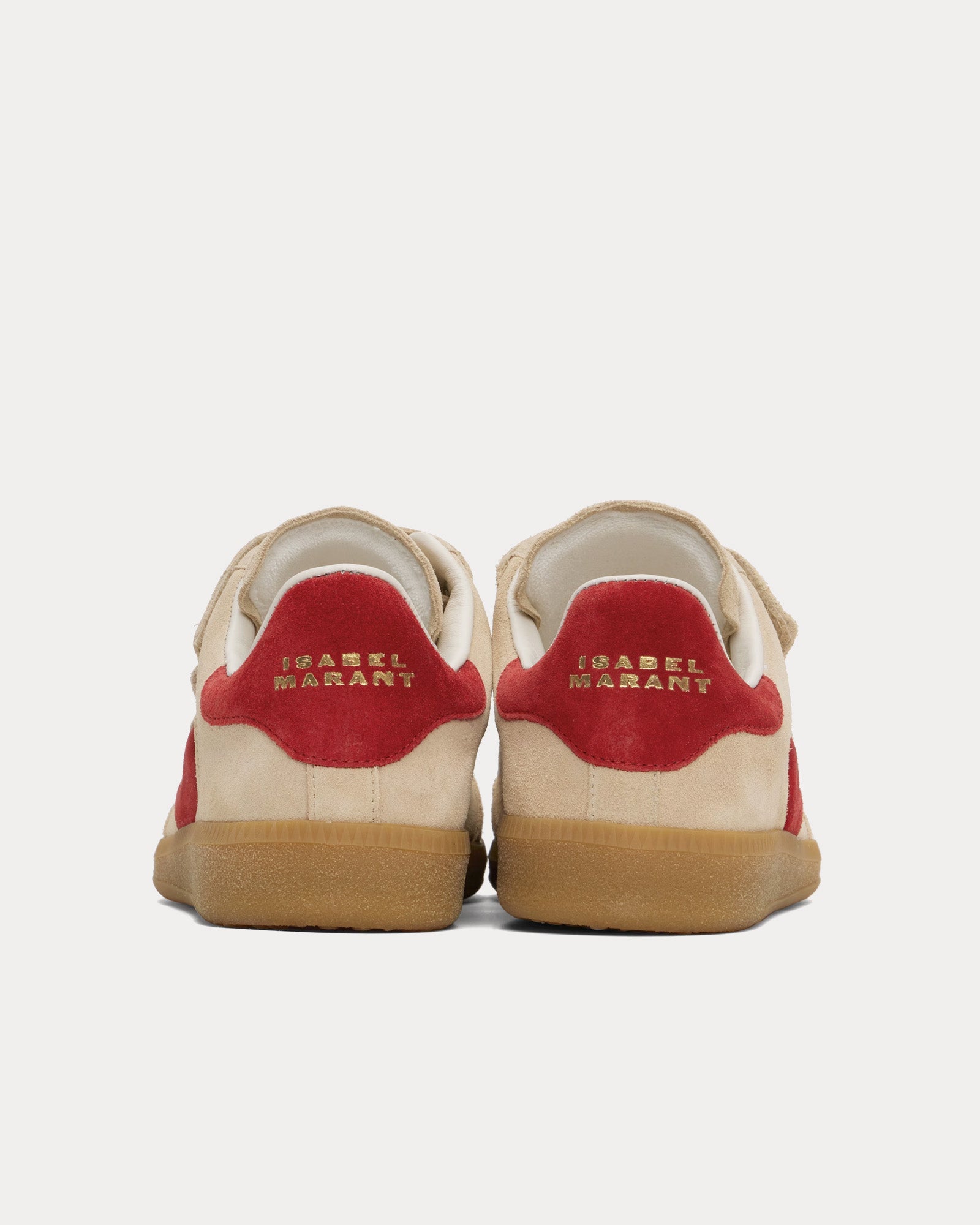 Isabel Marant Beth Suede Toffee / Red Low Top Sneakers - 3