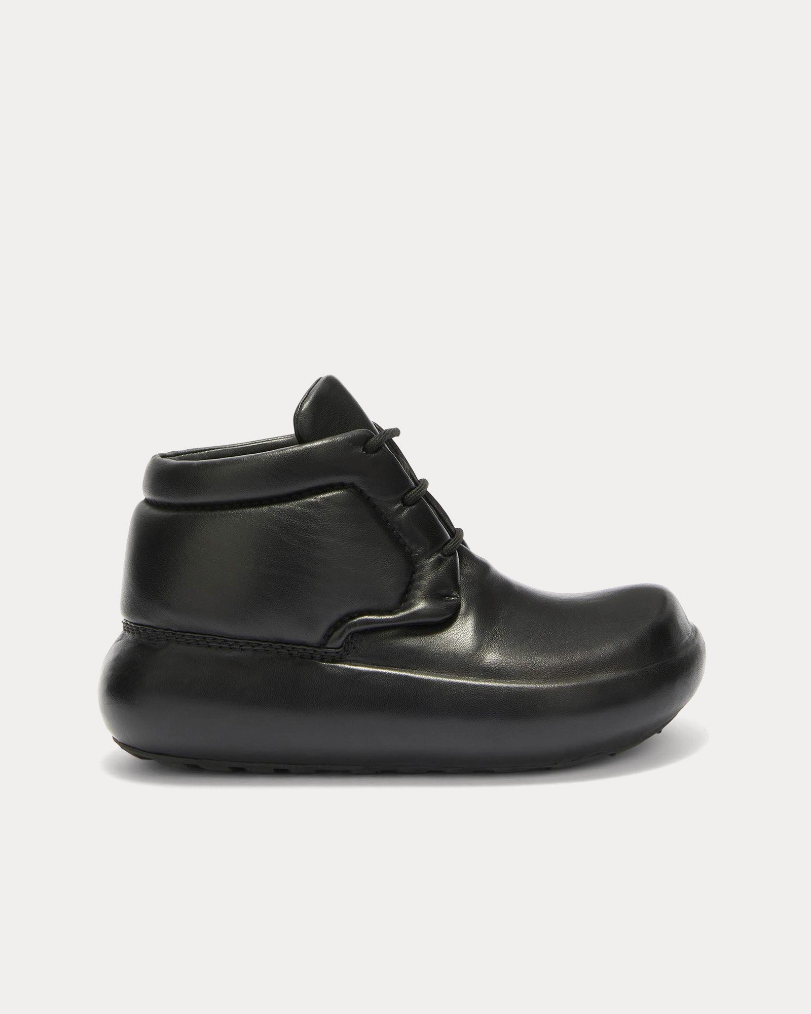 Jil Sander Padded Lace-Up Leather Black High Top Sneakers - 1