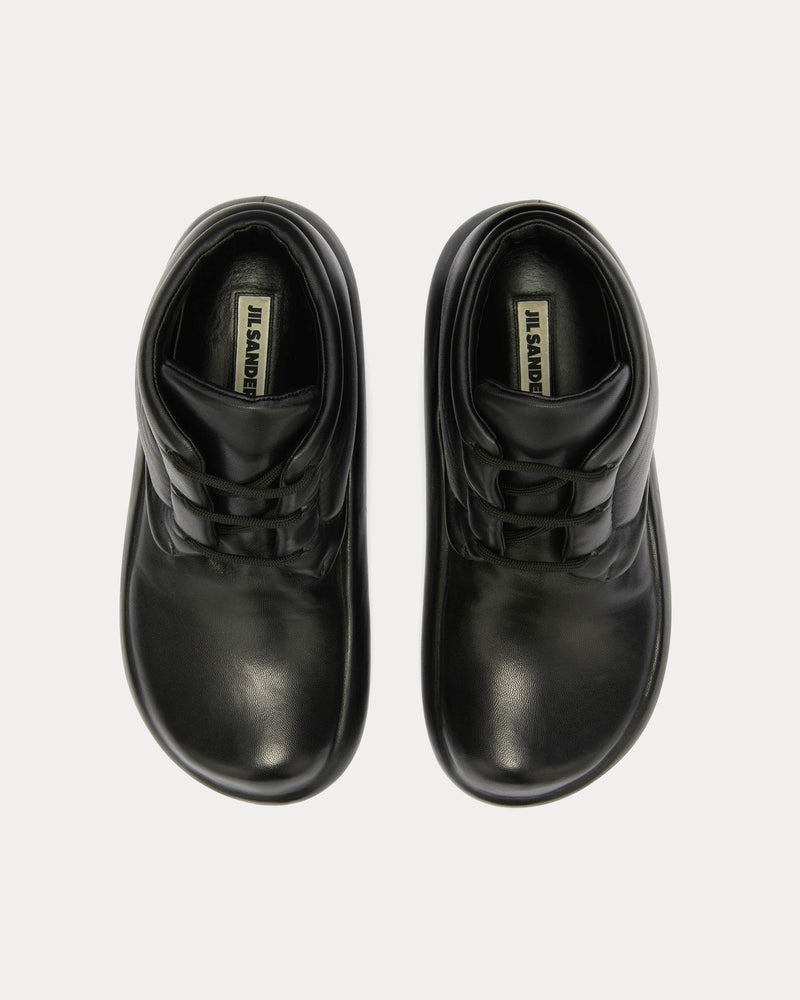 Jil Sander Padded Lace-Up Leather Black High Top Sneakers - 2