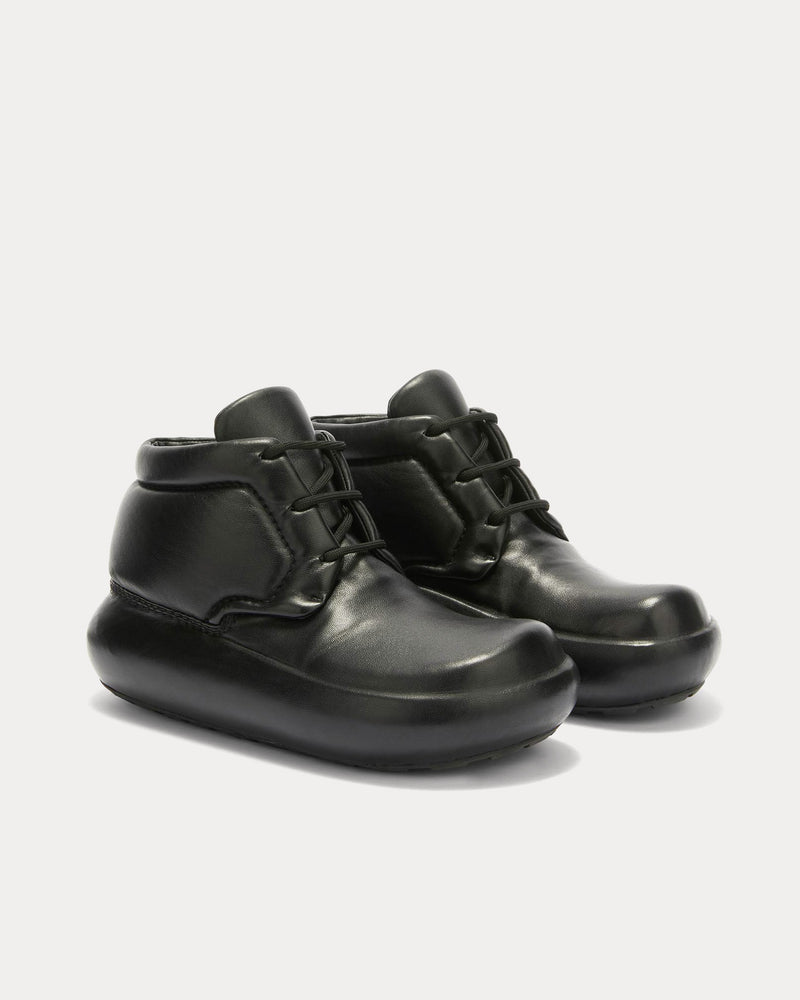 Jil Sander Padded Lace-Up Leather Black High Top Sneakers - 3