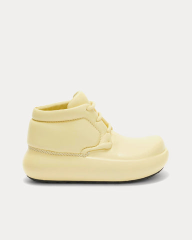 Jil Sander Padded Lace-Up Leather Black Yellow High Top Sneakers