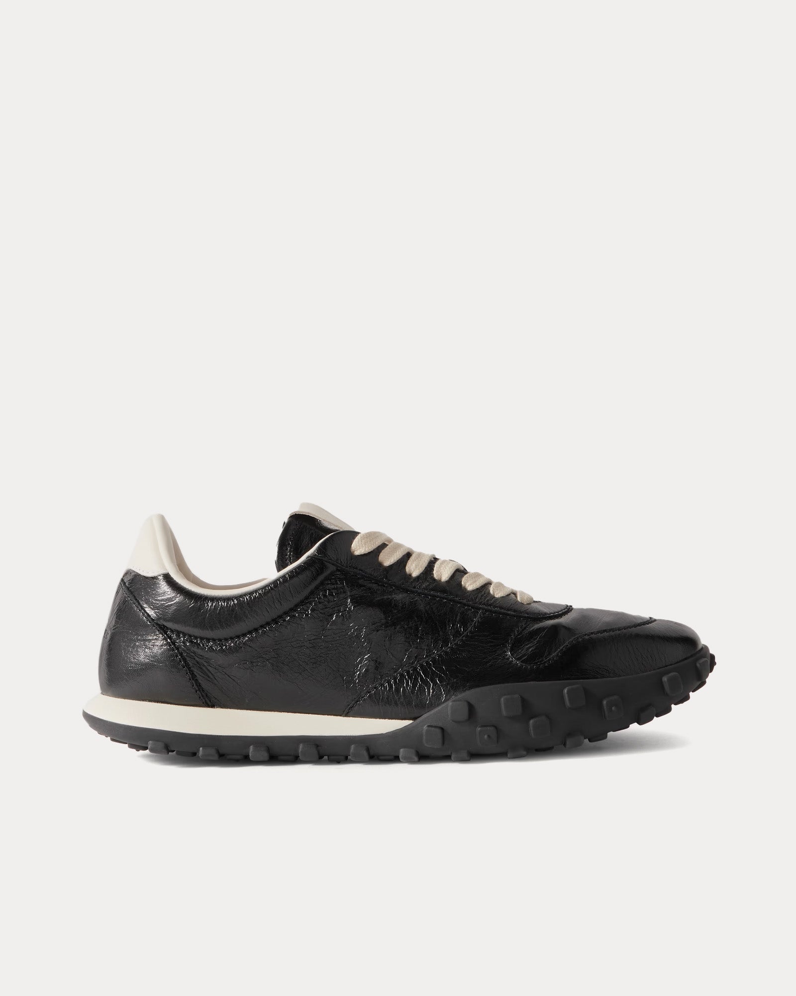 Jil Sander Moon Crinkled Leather Black Low Top Sneakers - 1