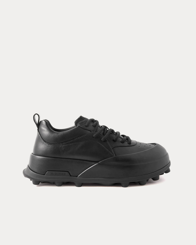 Jil Sander Orb Leather Black Low Top Sneakers - 1