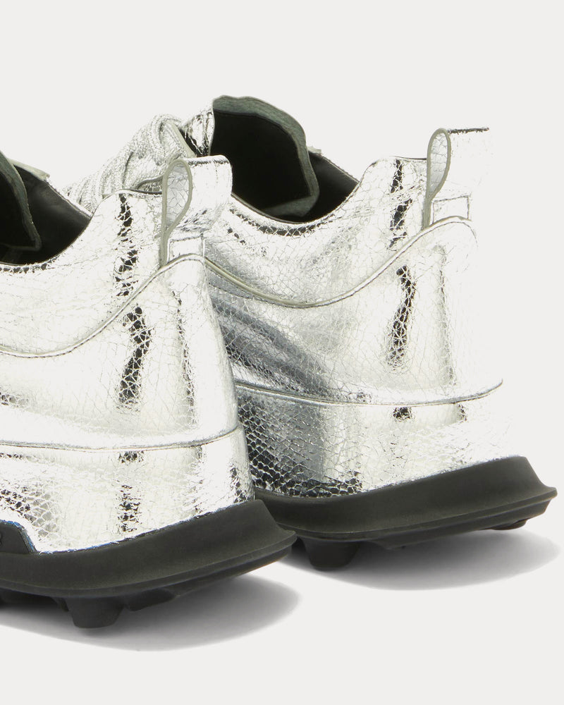 Jil Sander Orb Metallic Leather Silver Low Top Sneakers - 5