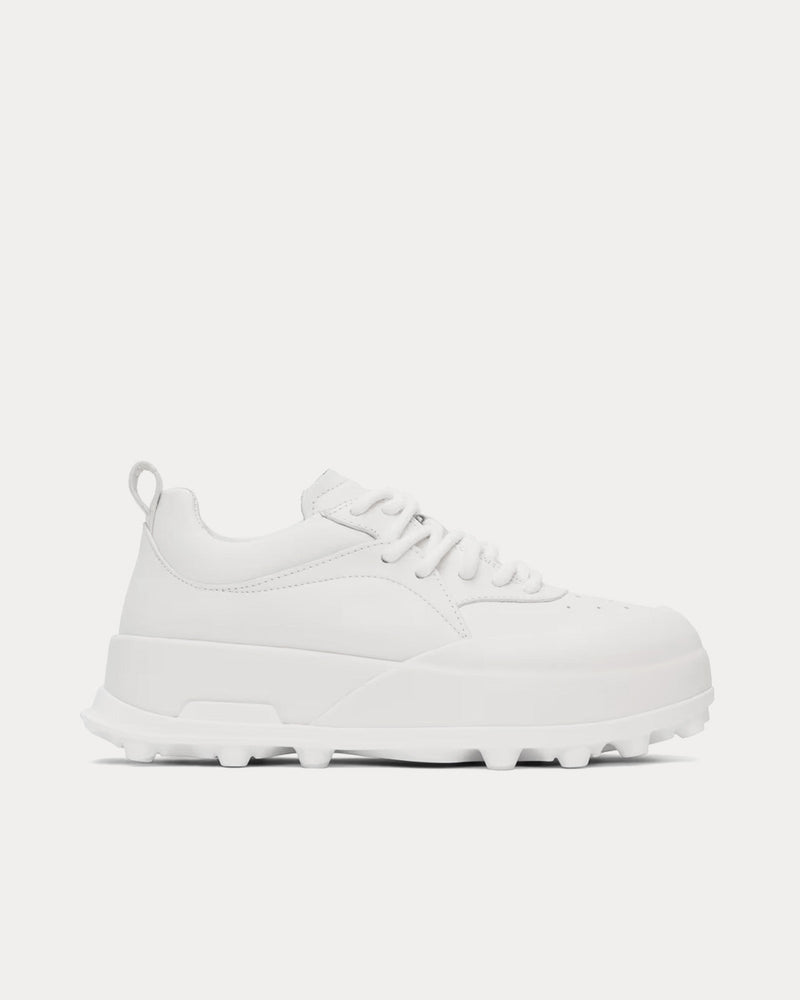 Jil Sander Orb Leather Porcelain White Low Top Sneakers - 1