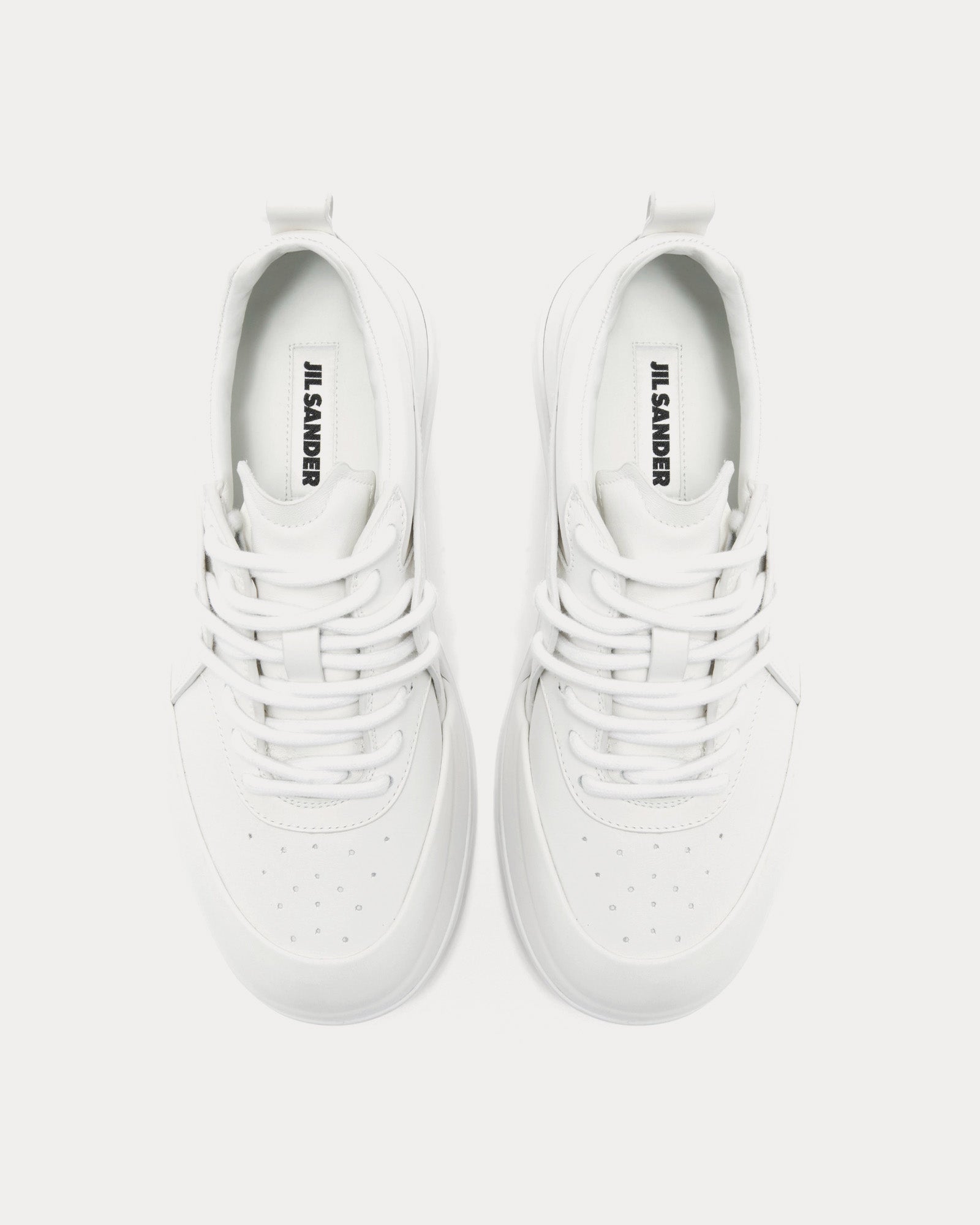 Jil Sander Orb Leather Porcelain White Low Top Sneakers - 2