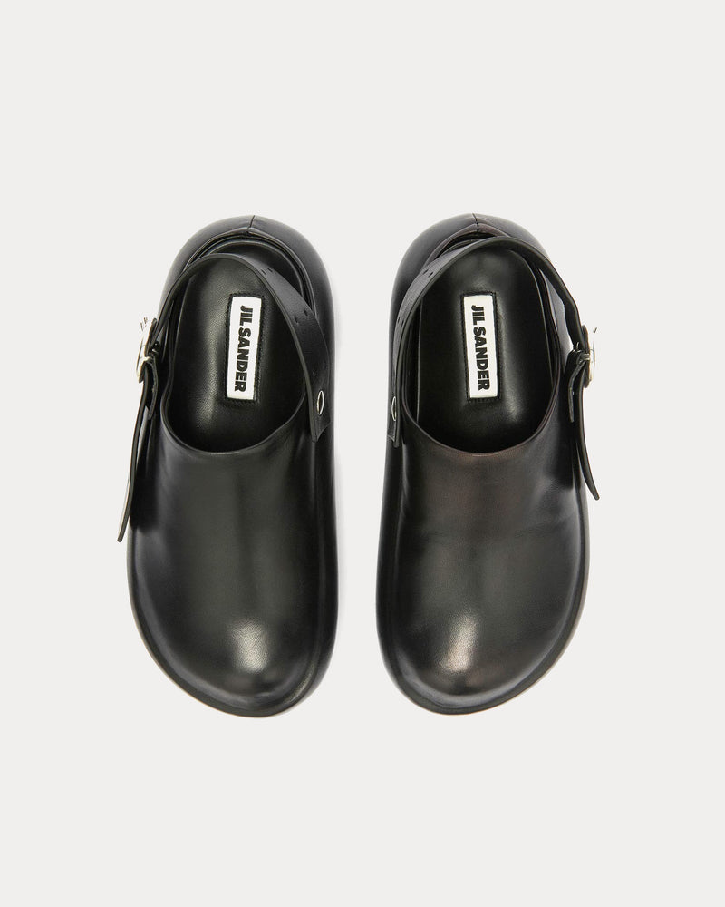 Jil Sander Sabot Leather Black Clogs - 2