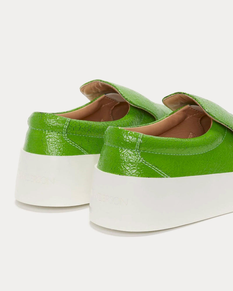 JW Anderson Cracked Leather Green Slip On Sneakers - 4