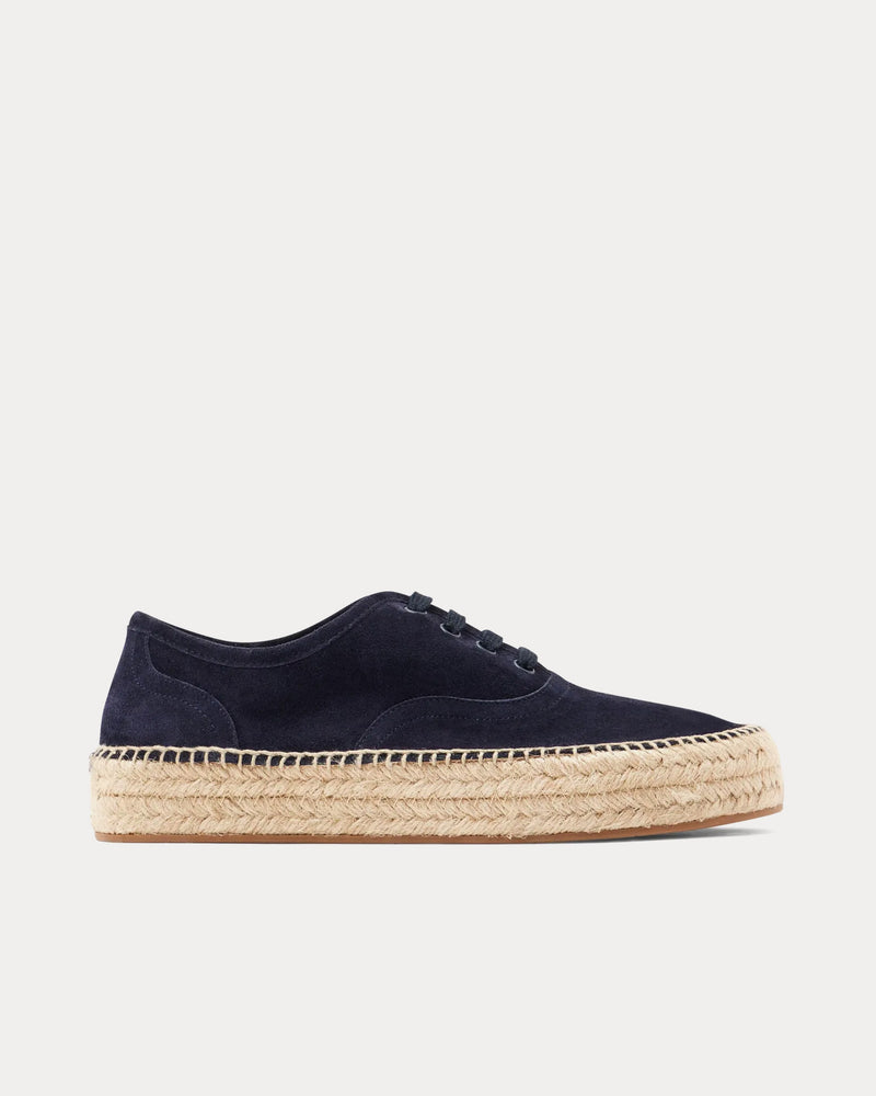 JW Anderson Lace-Front Platform Espadrilles Suede Navy Low Top Sneakers - 1