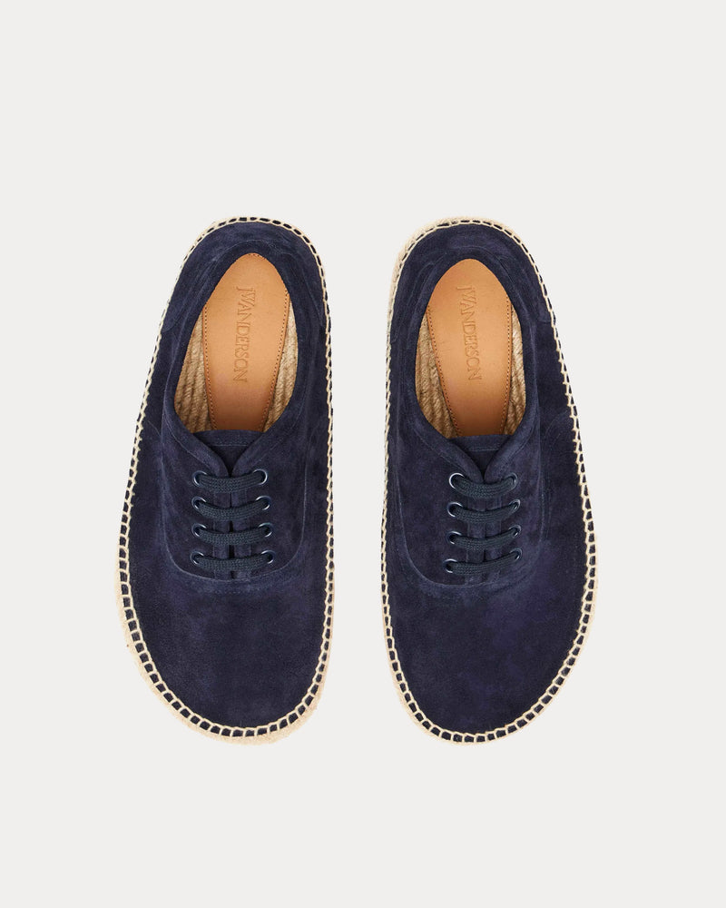 JW Anderson Lace-Front Platform Espadrilles Suede Navy Low Top Sneakers - 2