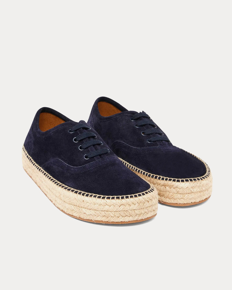 JW Anderson Lace-Front Platform Espadrilles Suede Navy Low Top Sneakers - 3