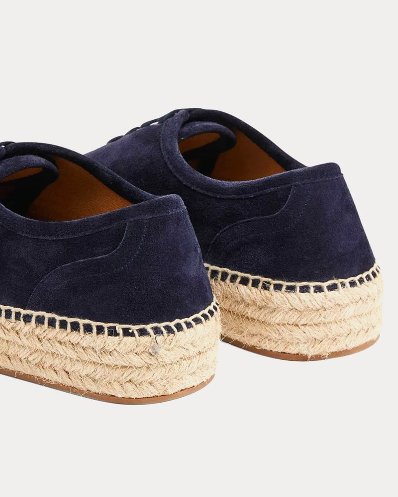 JW Anderson Lace-Front Platform Espadrilles Suede Navy Low Top Sneakers - 4