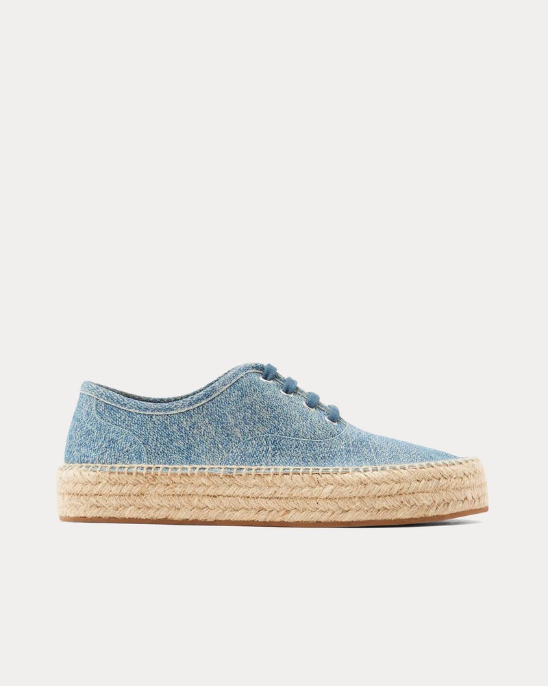 JW Anderson Lace-Front Platform Espadrilles Suede Blue Low Top Sneakers - 1