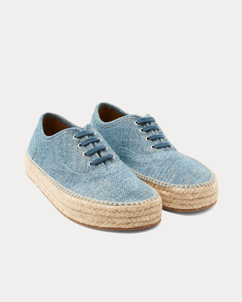 JW Anderson Lace-Front Platform Espadrilles Suede Blue Low Top Sneakers - 3