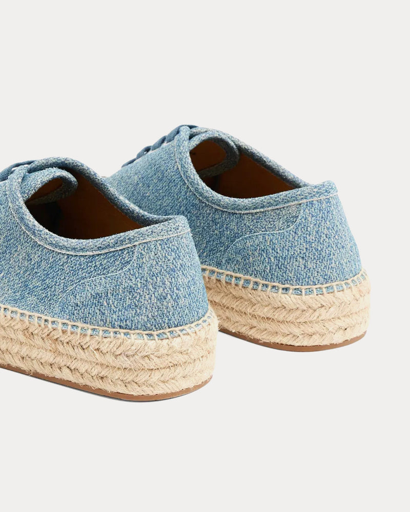 JW Anderson Lace-Front Platform Espadrilles Suede Blue Low Top Sneakers - 4