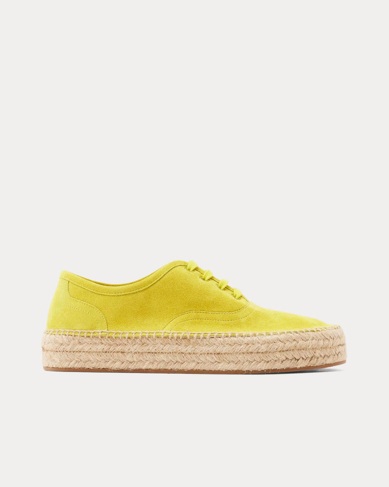 JW Anderson Lace-Front Platform Espadrilles Suede Yellow Low Top Sneakers - 1