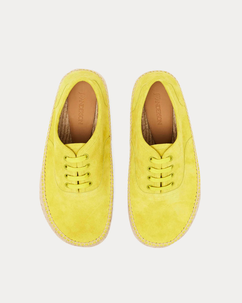 JW Anderson Lace-Front Platform Espadrilles Suede Yellow Low Top Sneakers - 2