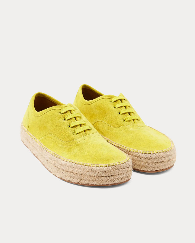 JW Anderson Lace-Front Platform Espadrilles Suede Yellow Low Top Sneakers - 3