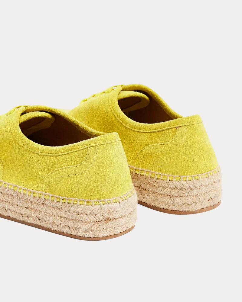 JW Anderson Lace-Front Platform Espadrilles Suede Yellow Low Top Sneakers - 4