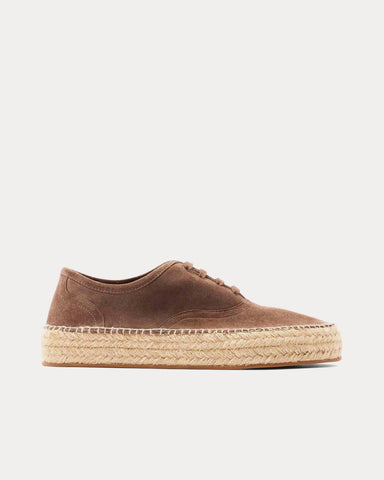 JW Anderson Lace-Front Platform Espadrilles Suede Taupe Low Top Sneakers