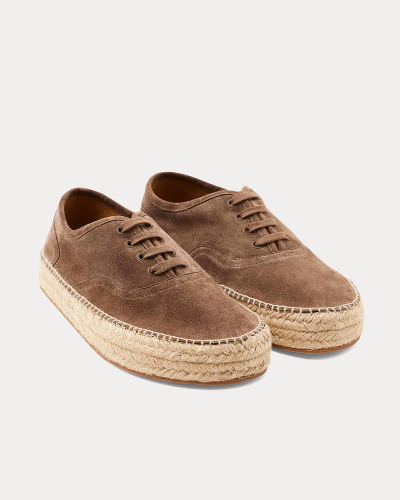 JW Anderson Lace-Front Platform Espadrilles Suede Taupe Low Top Sneakers - 3