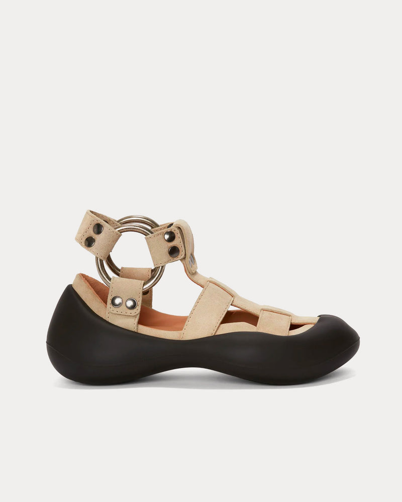 JW Anderson Bubble Suede Flat Beige Sandals - 1