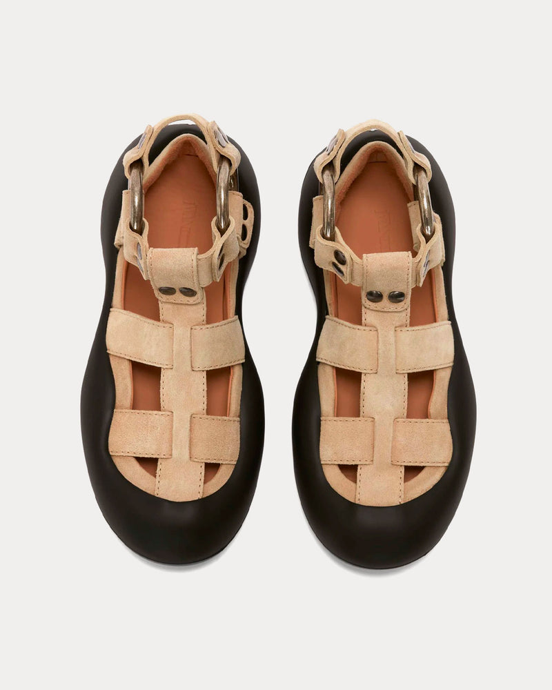 JW Anderson Bubble Suede Flat Beige Sandals - 2