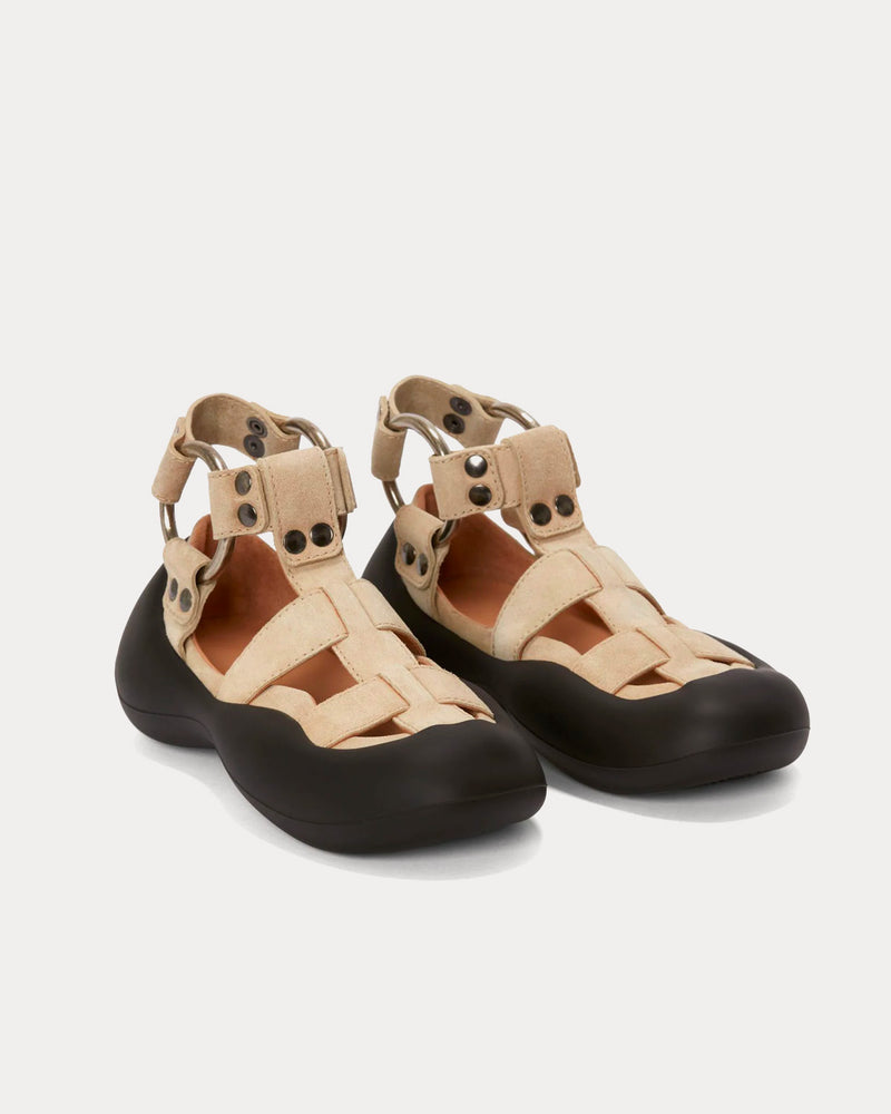 JW Anderson Bubble Suede Flat Beige Sandals - 3